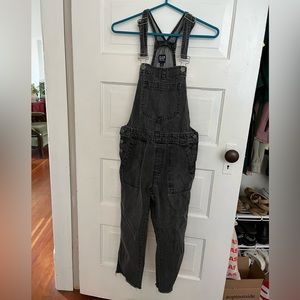 Black cropped overalls
